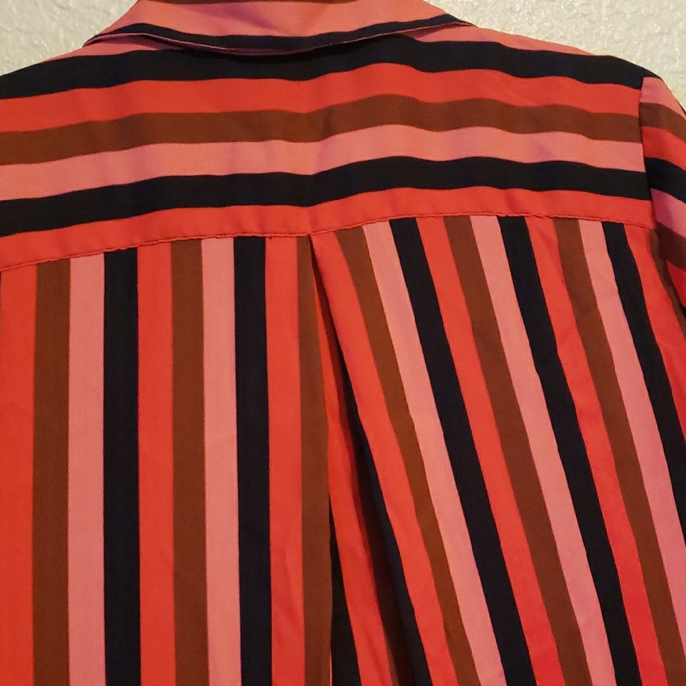 Ann Taylor Red and Black Striped Blouse - Picture 8 of 9